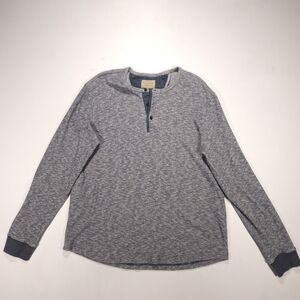 Lucky Brand Mens Henley Shirt Original California Long Sleeve Grey/Navy Blue XL
